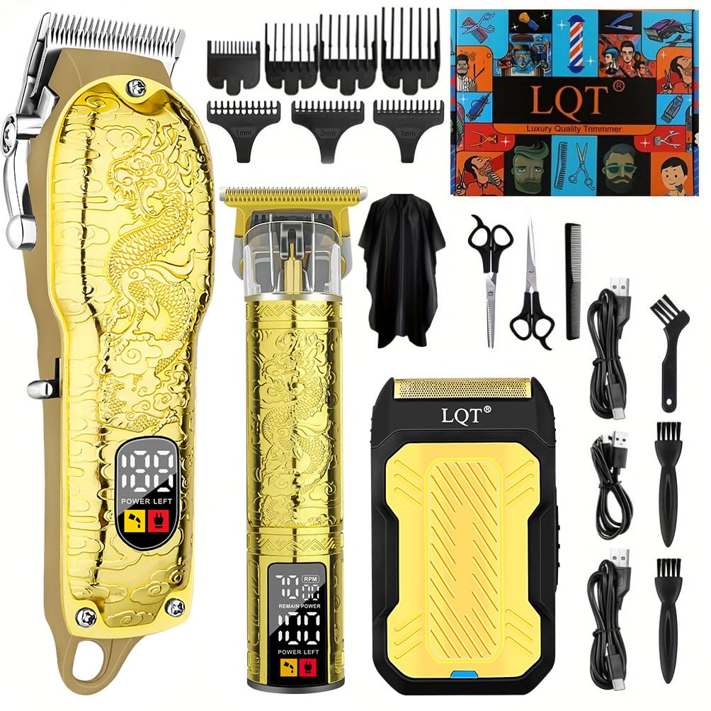 LQT Professional Hair Clippers Set front view with adjustable blades