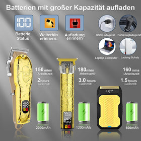 LQT T-blade trimmer with guide combs