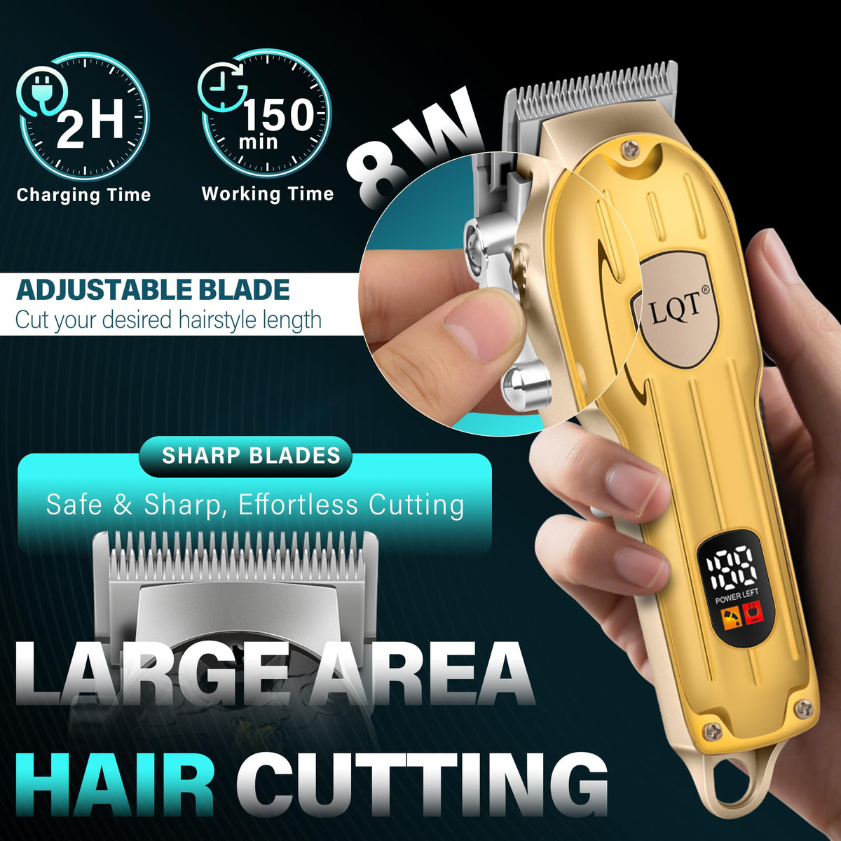 LQT T-shaped beard trimmer with size-limited combs