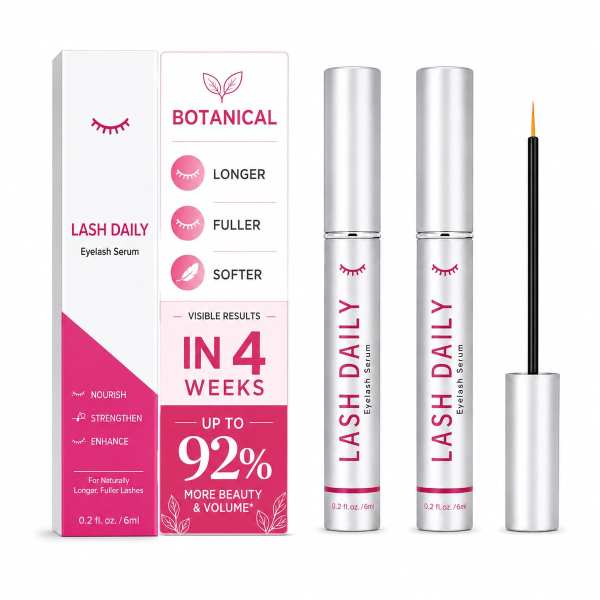 LRLAY Lash Serum 6ml front view with precision brush applicator