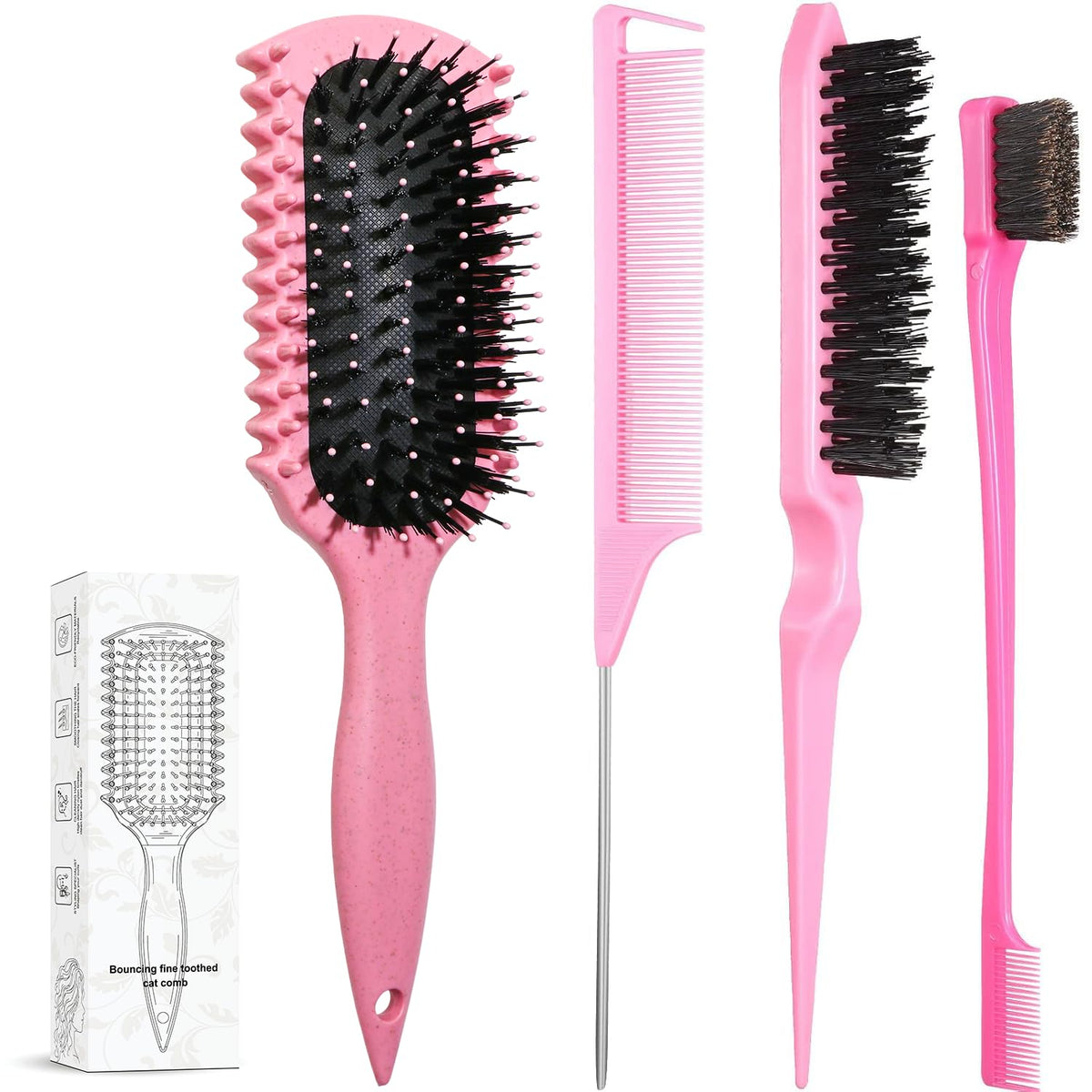 LSKHJT Curl Defining Brush Set with three brushes in pink