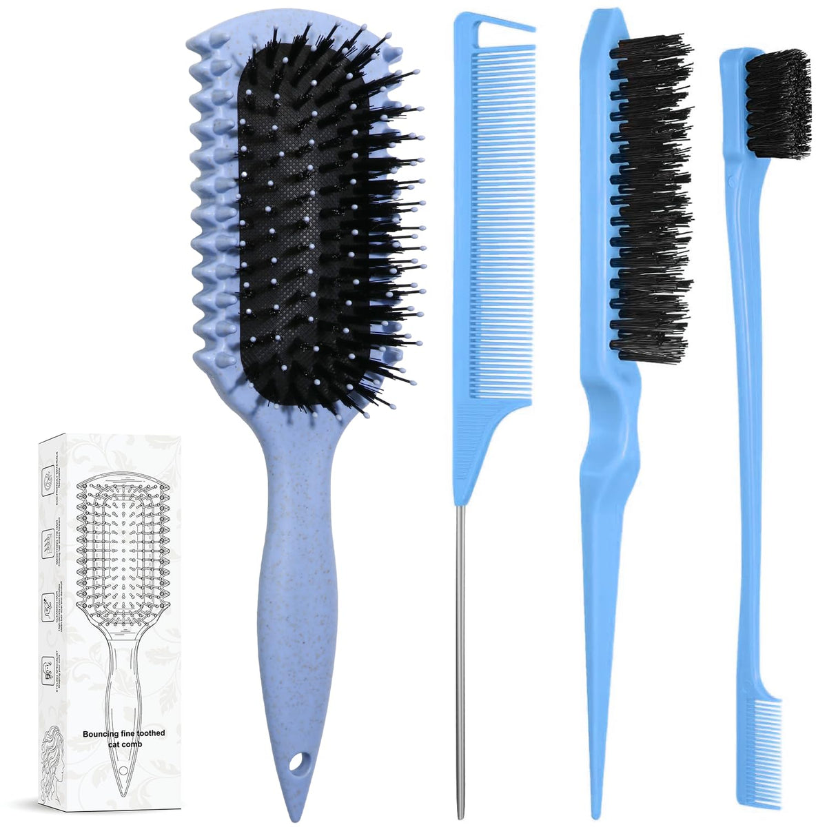 LSKHJT Curl Defining Brush Set with three styling tools in blue