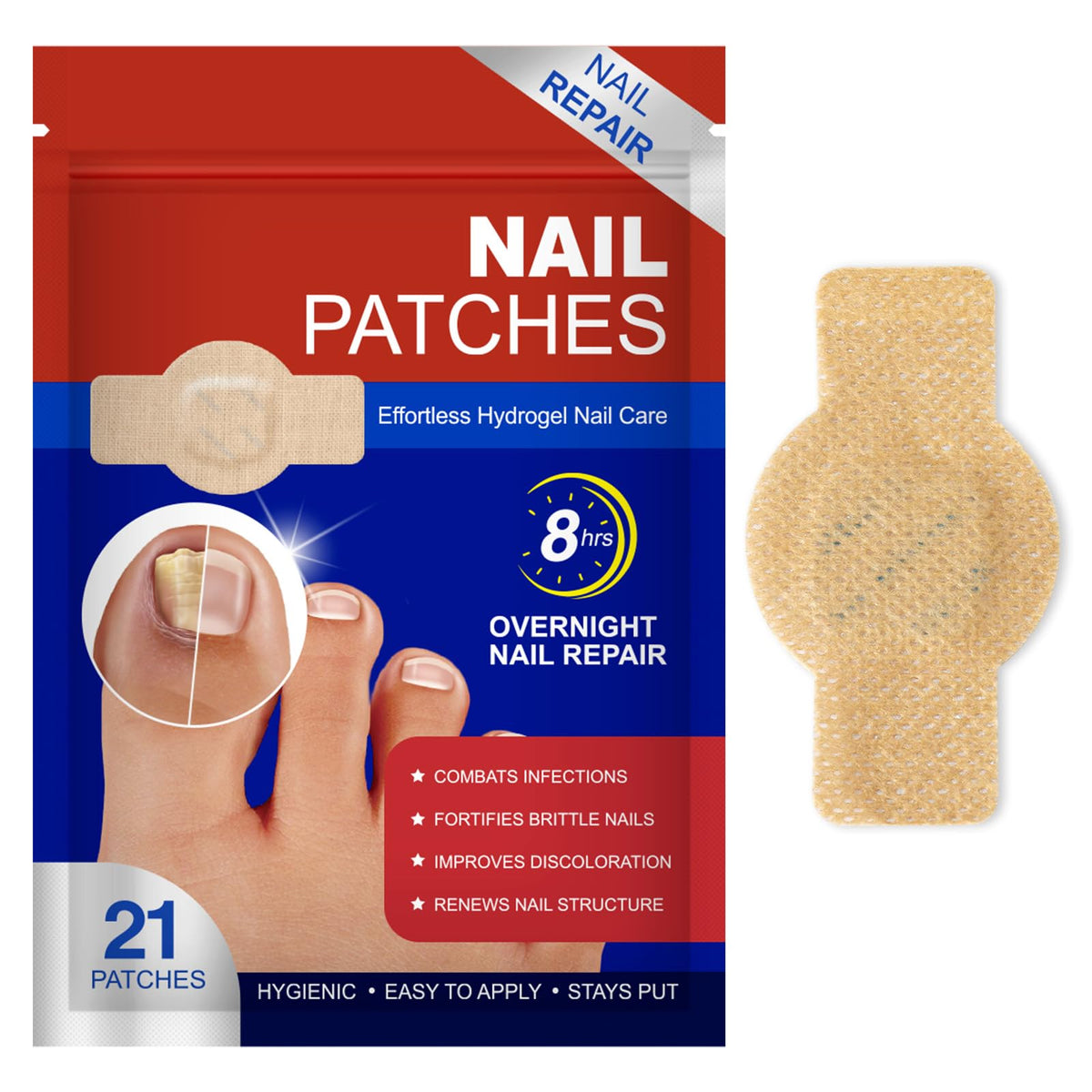 LTQXGT Toenail Care Patches front view with packaging