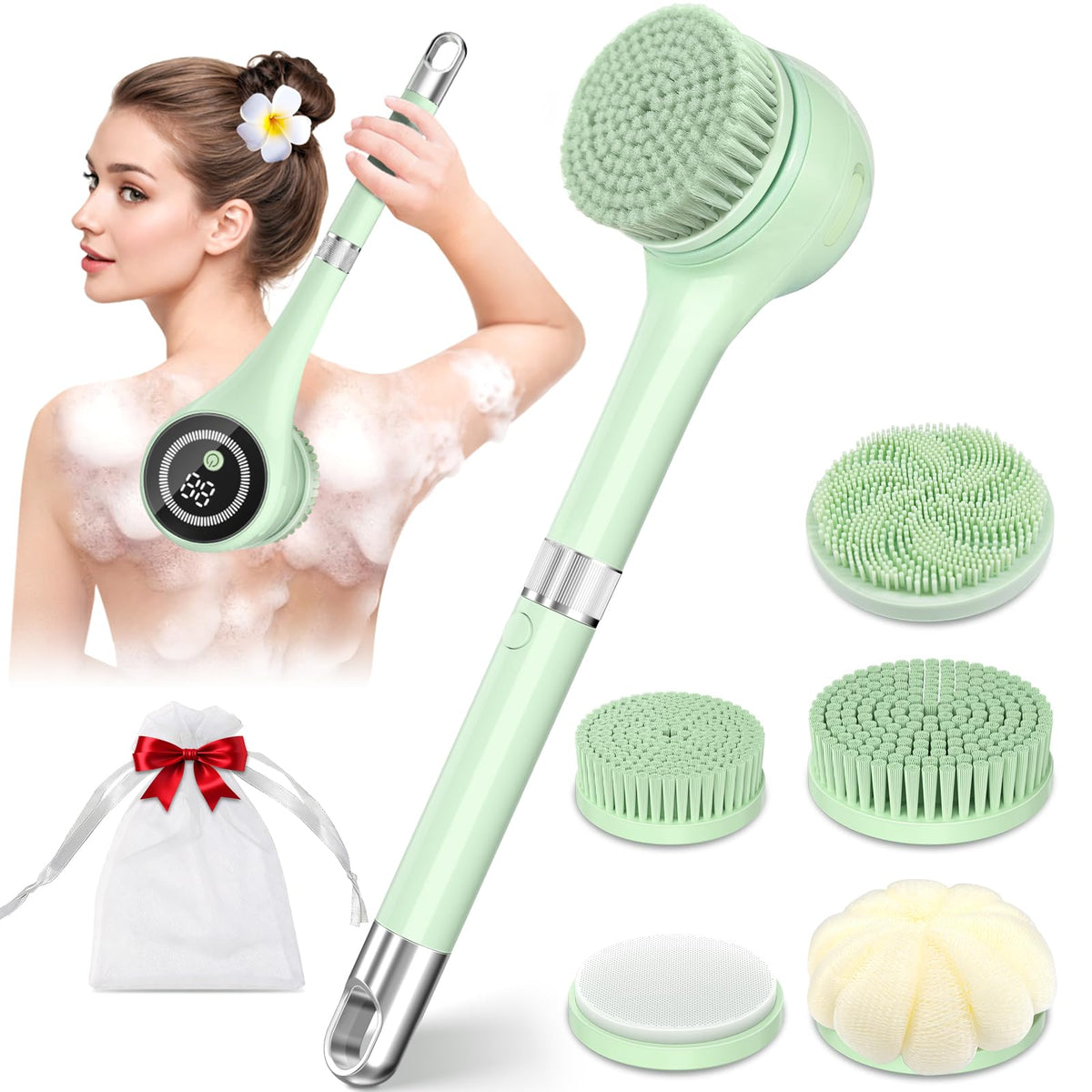 LUBEJR Electric Body Brush Back Scrubber front view