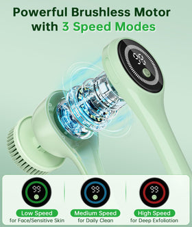 LUBEJR Electric Body Brush extended handle side view