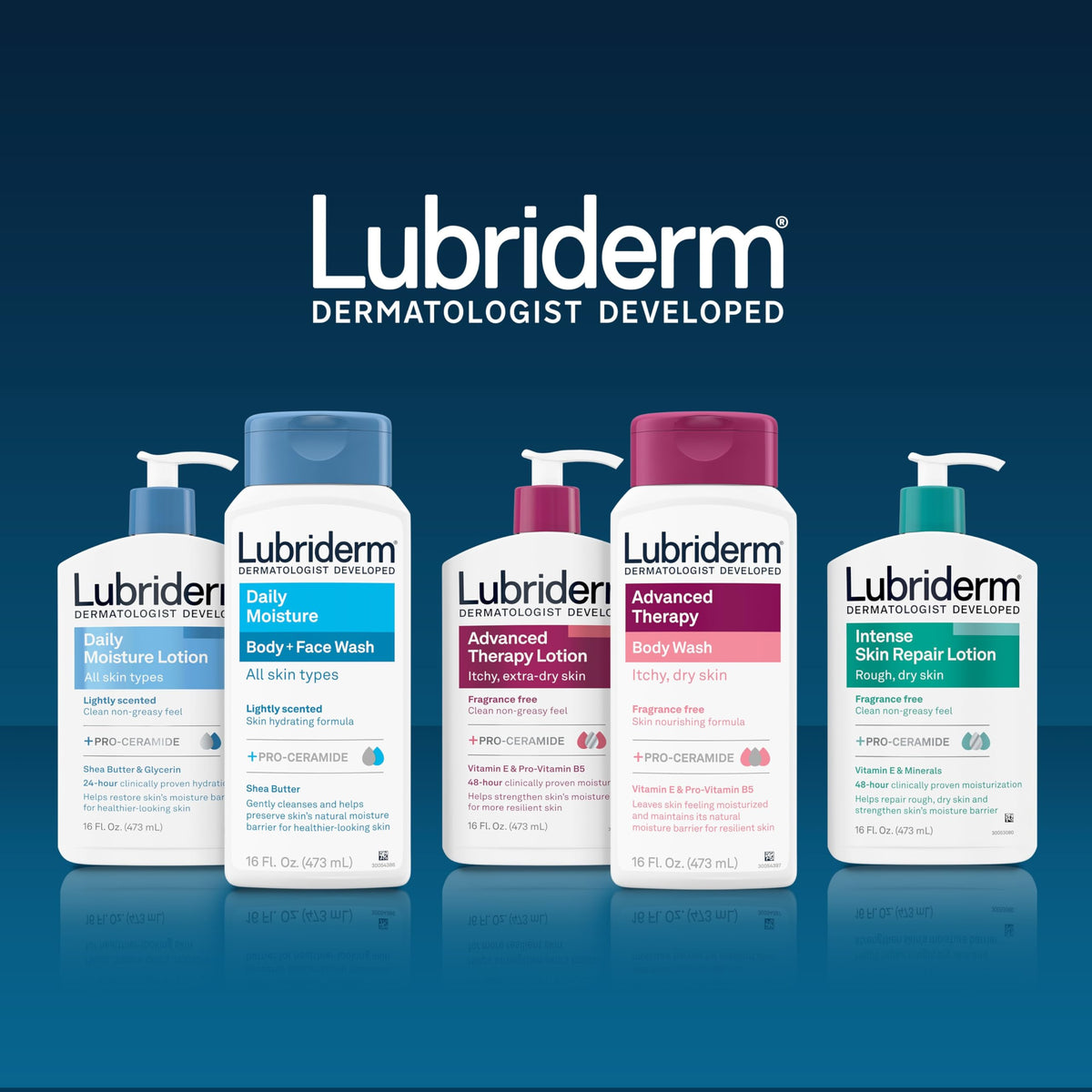 Lubriderm Advanced Therapy Body Wash on a shelf
