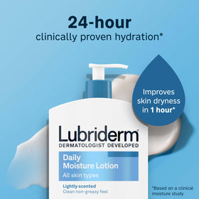 Lubriderm Daily Moisture Body Lotion side view showing packaging