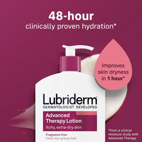 Lubriderm lotion bottle side view with label details