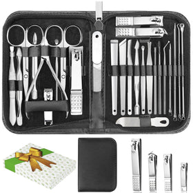 LUCK AROUND 26-Piece Manicure Nail Clipper Set in silver case