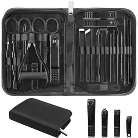 LUCK AROUND 26Pcs Manicure Set in black leather case
