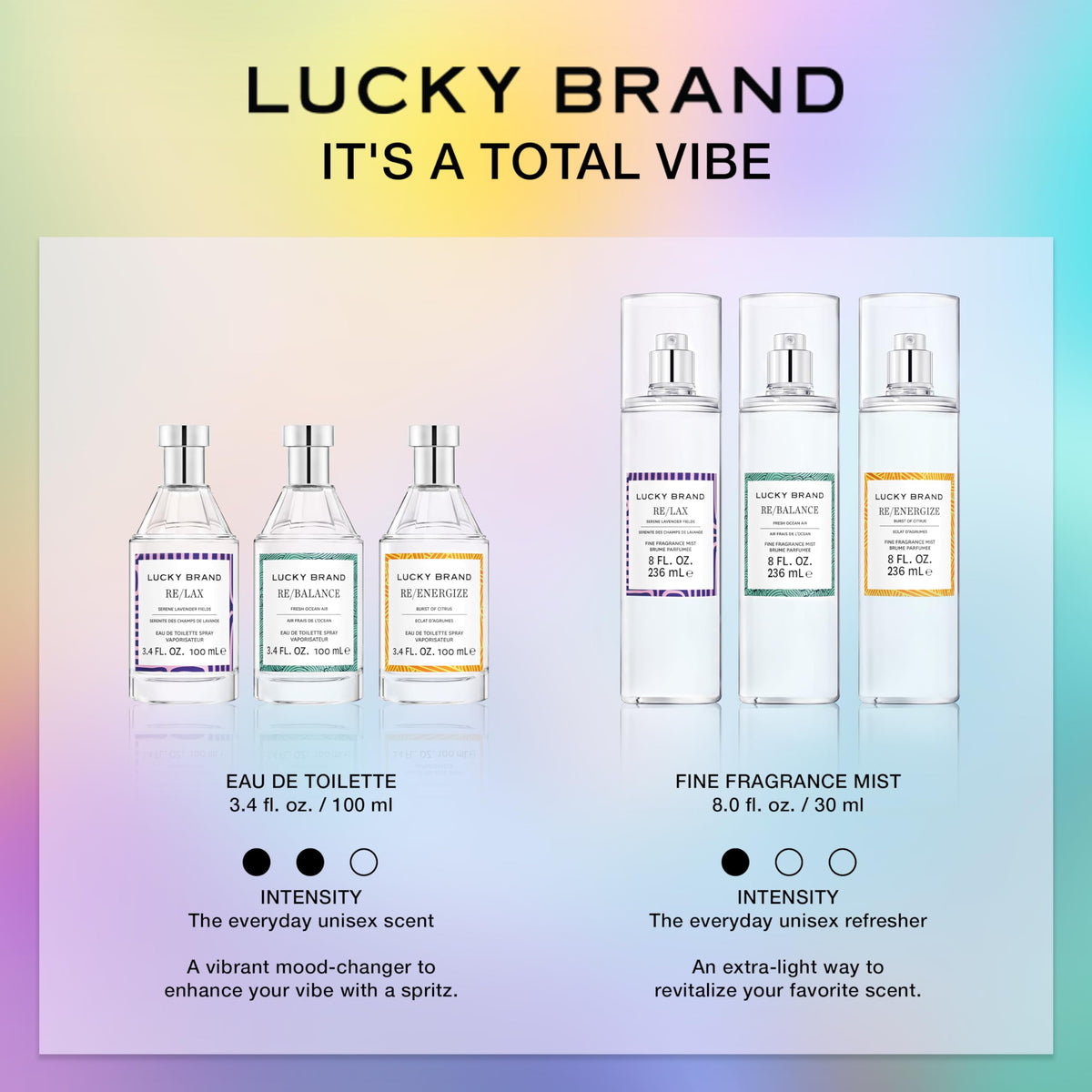 Lucky Brand Lucky You Vibes Re/Lax 3.4oz EDT lifestyle shot