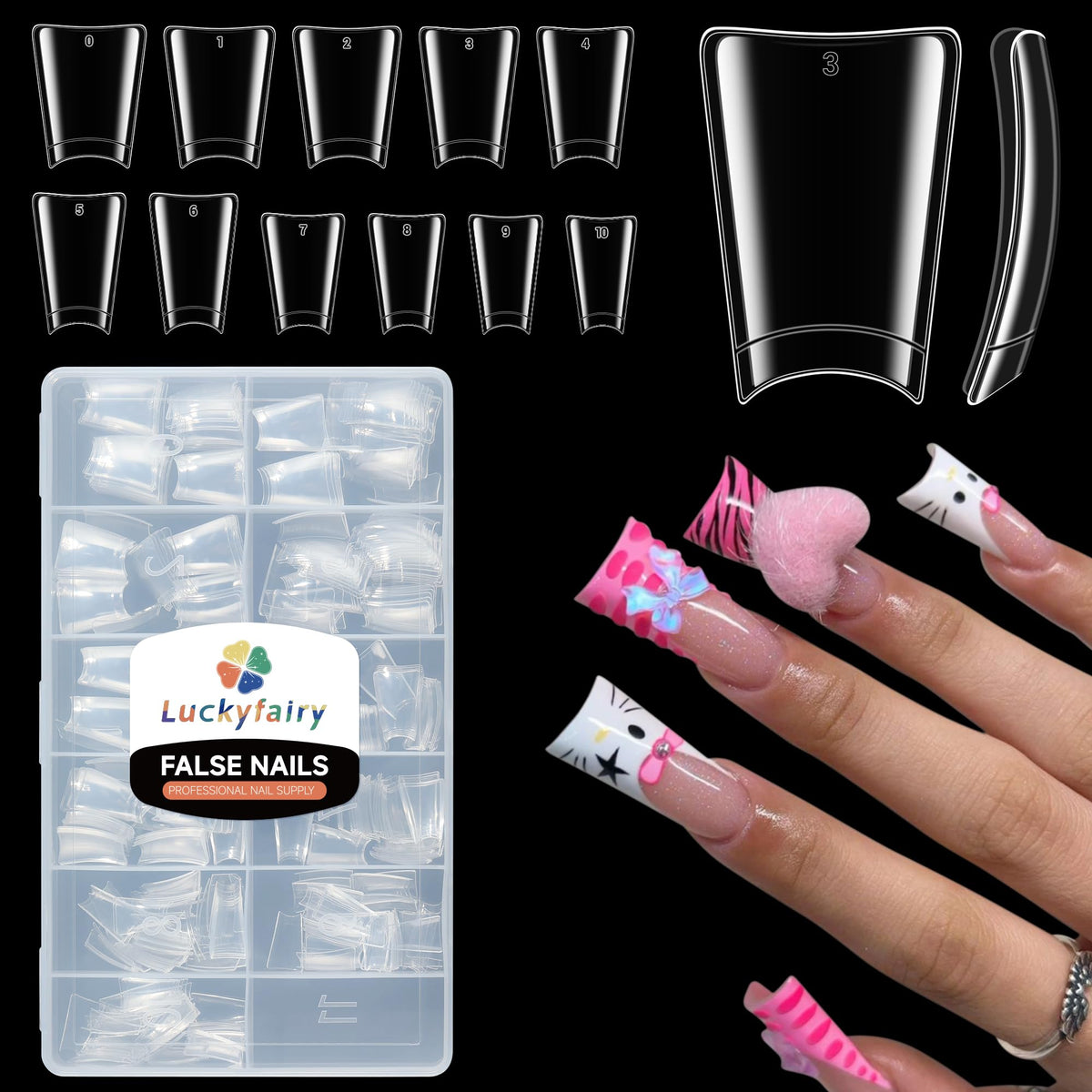 Luckyfairy Duck Nail Tips 504 Pcs front view