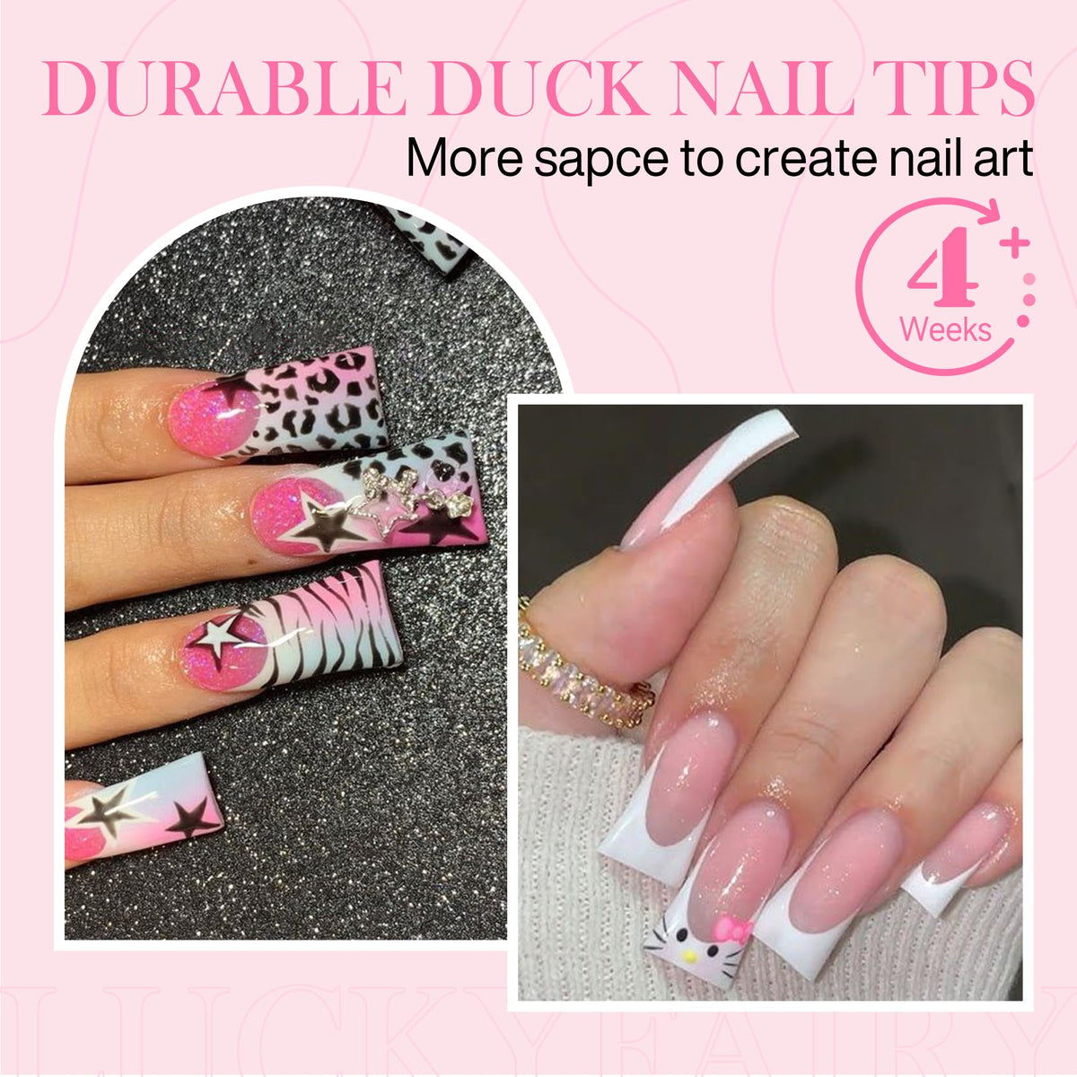 Luckyfairy Duck Nail Tips showing various sizes
