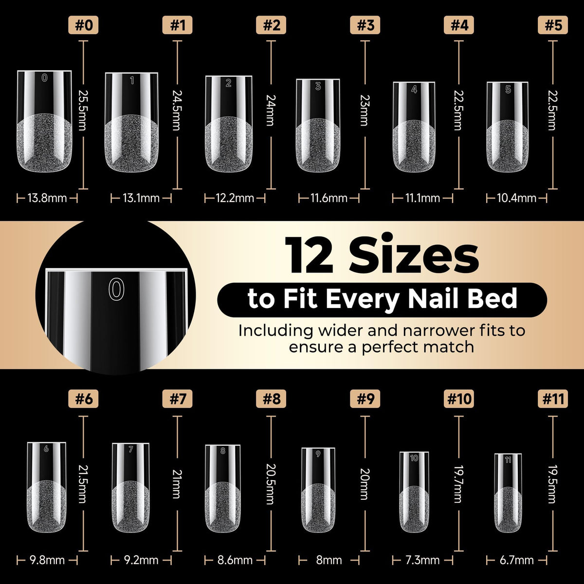 Luckyfairy Medium Square Nail Tips showing pre-etched design