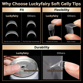 Luckyfairy Medium Stiletto Nail Tips arranged by size