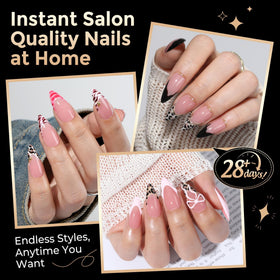Luckyfairy Medium Stiletto Nail Tips on a hand for demonstration
