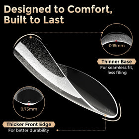 Luckyfairy Medium Stiletto Nail Tips showing thin back edge design
