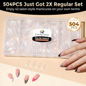 Luckyfairy Medium Stiletto Nail Tips with nail glue application