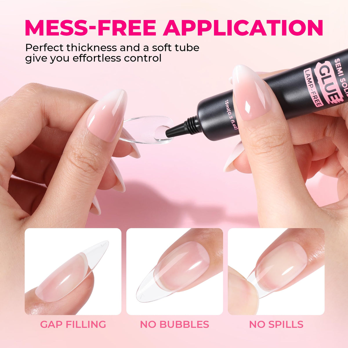 Luckyfairy Nail Glue for Press Ons showing precise application