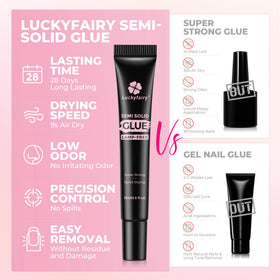 Luckyfairy Nail Glue for Press Ons with non-yellowing formula