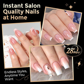 Luckyfairy Short Coffin Nails Tips in use on manicured hand
