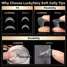 Luckyfairy Short Coffin Nails Tips with gel polish application