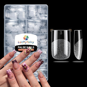 Luckyfairy Short Square Nail Tips 504Pcs assorted sizes in packaging