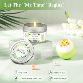 LUCOTIYA bath bomb and body scrub from the Lilies Self Care Set