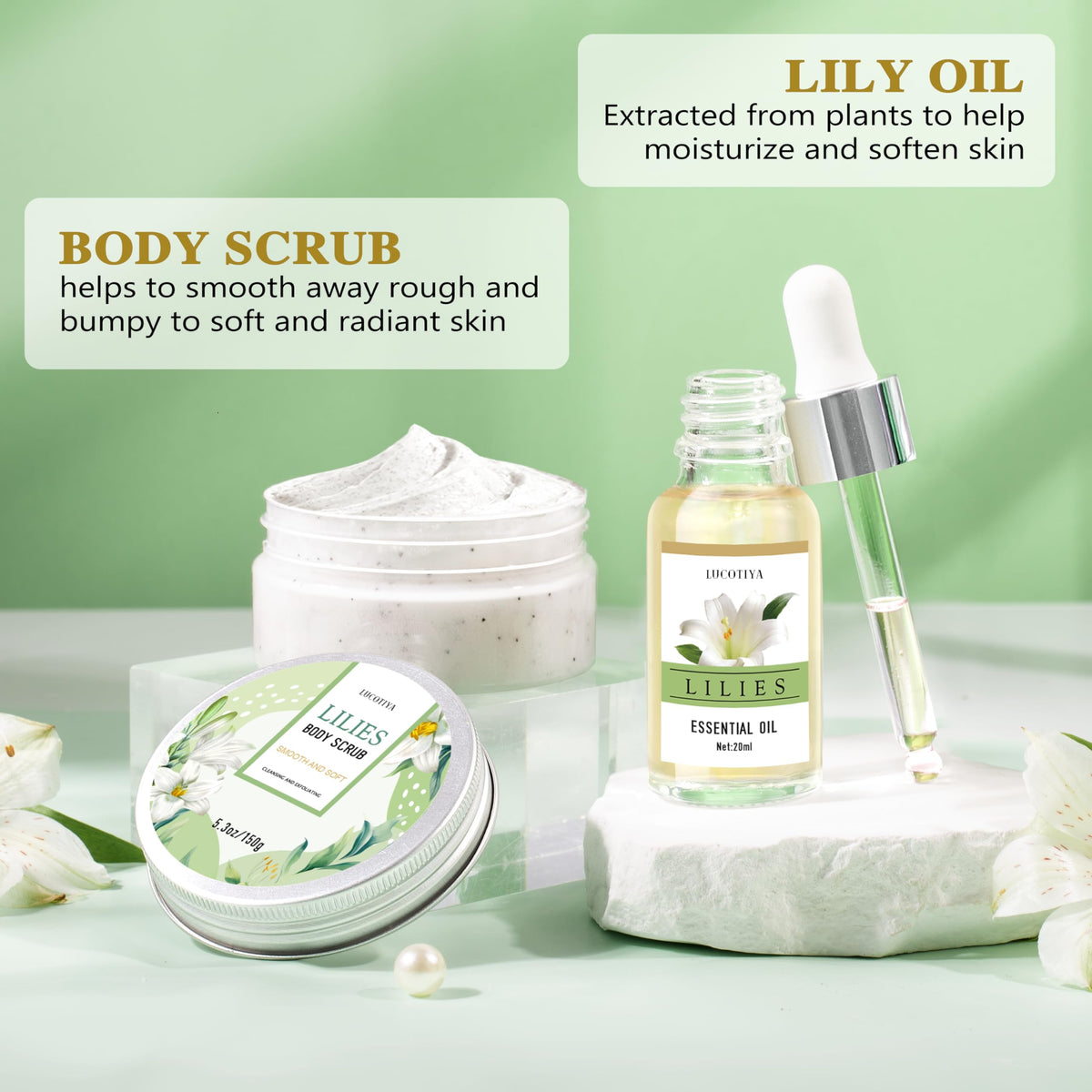 LUCOTIYA body lotion included in the Lilies Self Care Set