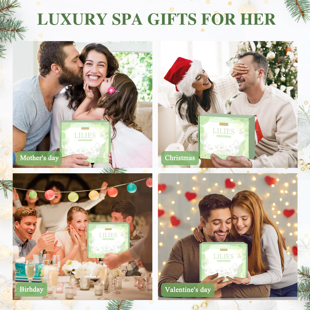 LUCOTIYA greeting card and elegant gift box for the Lilies Self Care Set