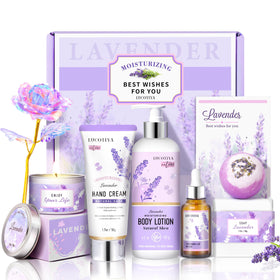 LUCOTIYA Lavender Spa Bath Gift Set with body lotion and hand cream