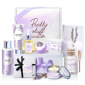 LUCOTIYA Lavender Spa Gift Basket with elegant packaging