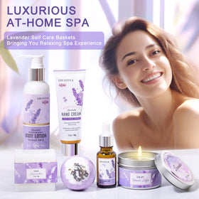 LUCOTIYA Lavender Spa Gift Set displayed in a gift box