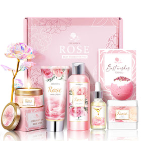 LUCOTIYA Rose Self Care Gift Set with essential oil and candle