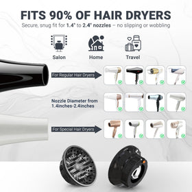 Ludvento Universal Hair Diffuser side view with flexible silicone adapter