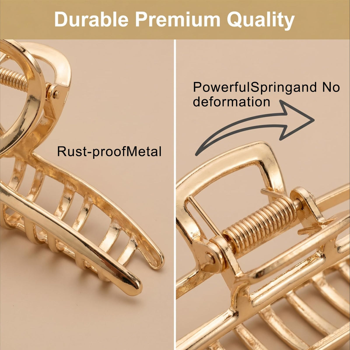 LUKACY 4 Inch Large Jaw Clip in elegant gold finish