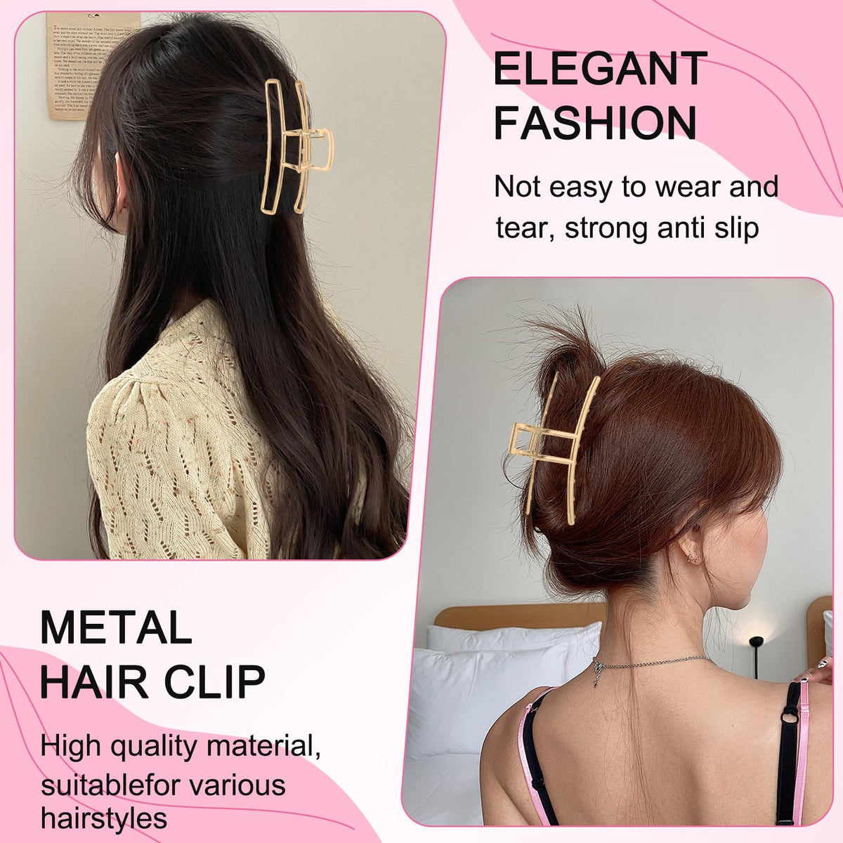 LUKACY 6 Pack Gold Metal Hair Clips on a vanity