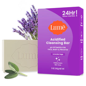 Lume Acidified Body Cleansing Bar 5oz in lavender packaging