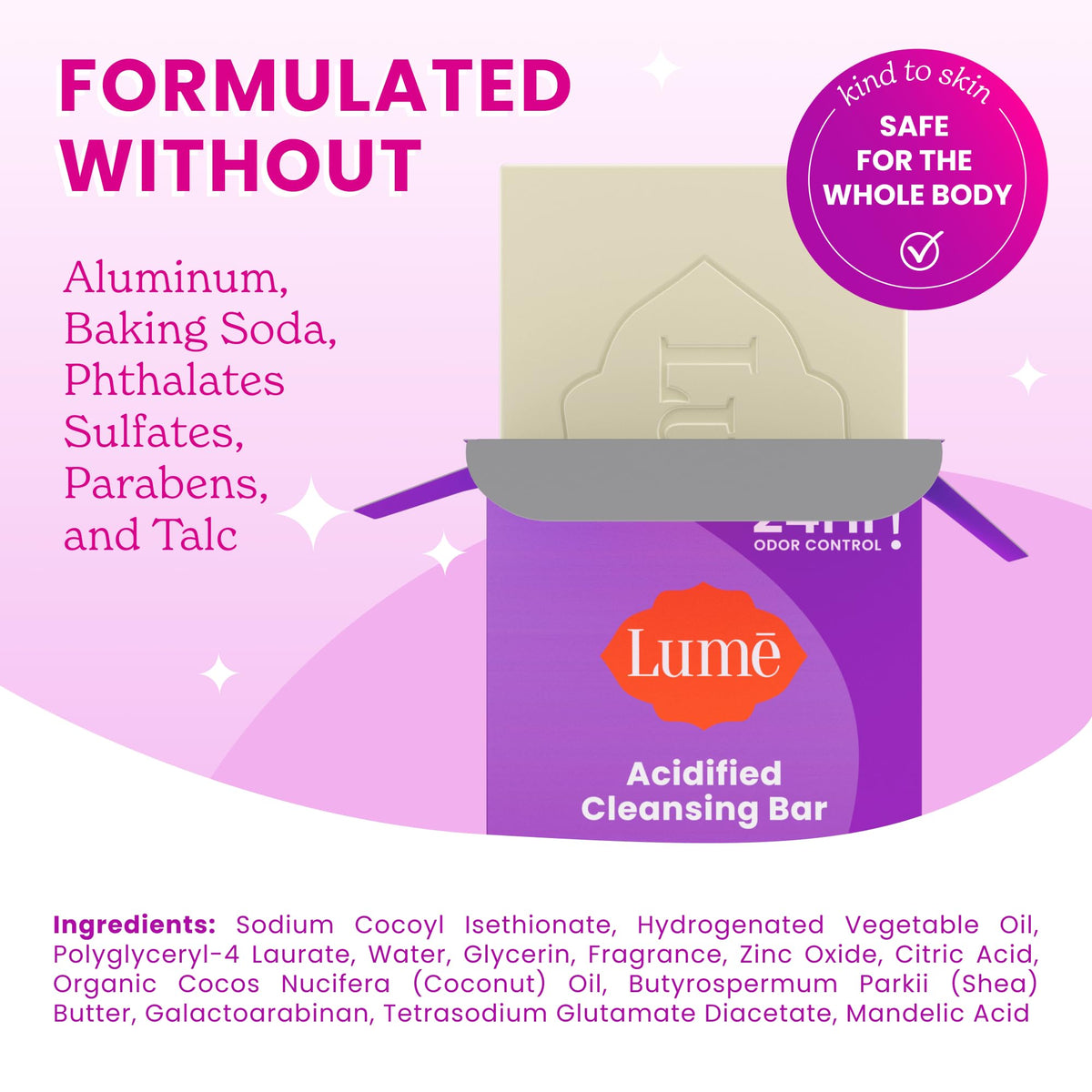 Lume Acidified Cleansing Bar lathering in hands