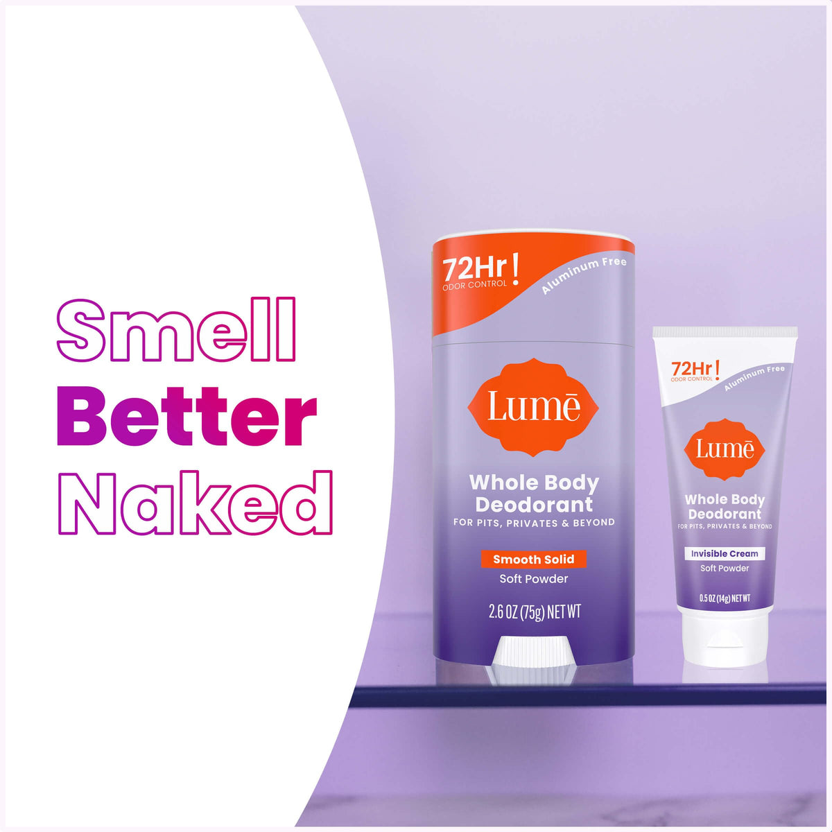 Lume deodorant cream and stick on natural background