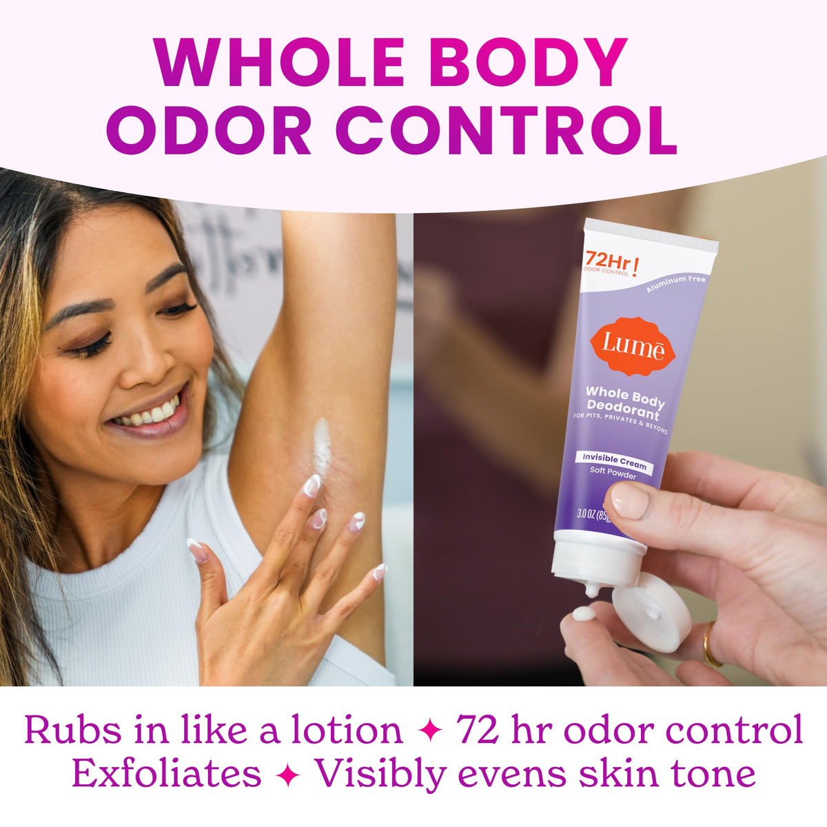 Lume deodorant cream application demonstration