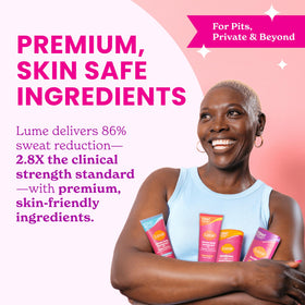 Lume deodorant cream application on skin