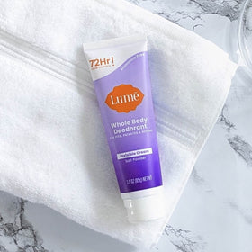 Lume deodorant cream in bathroom setting