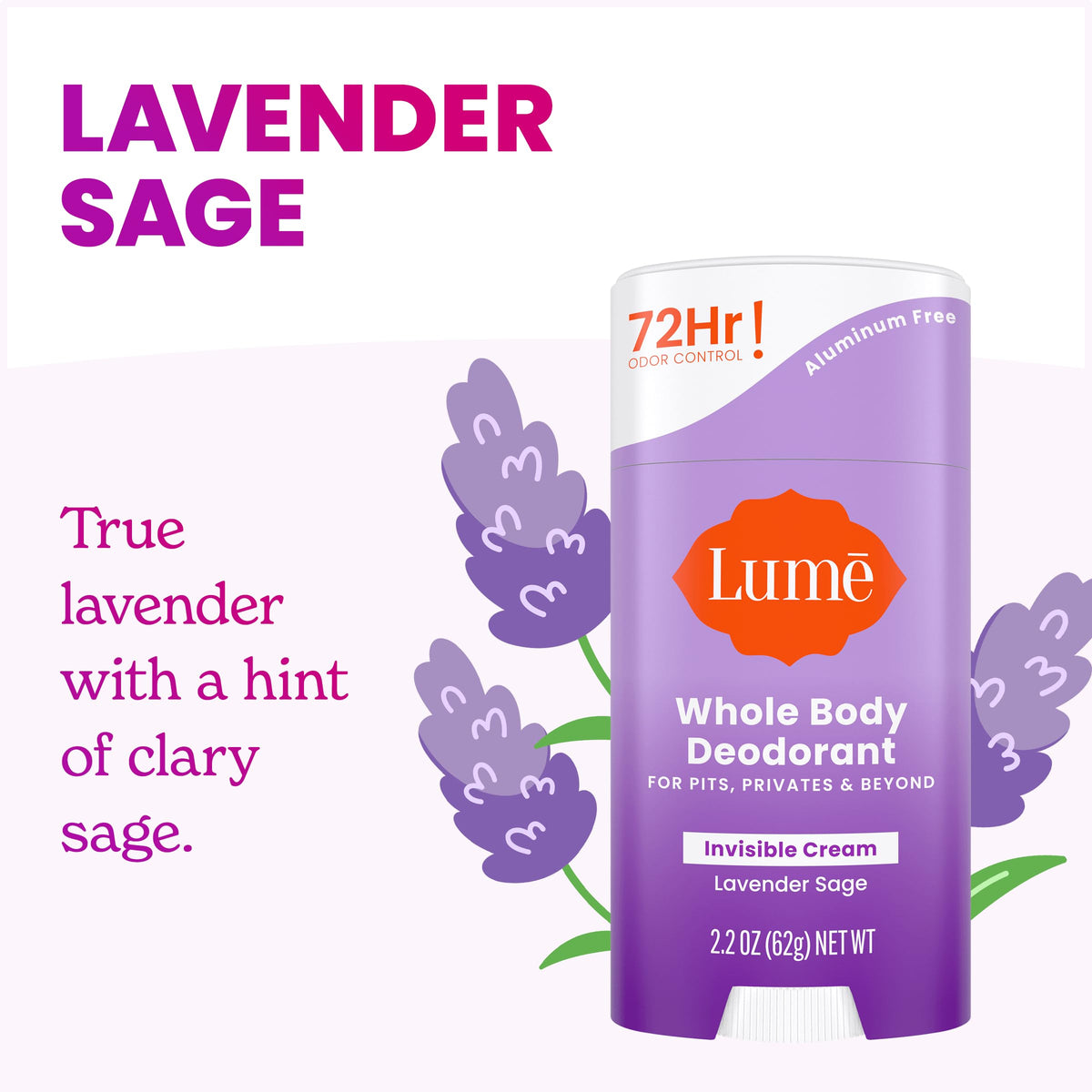 Lume Deodorant Cream Stick Lavender Sage texture close-up