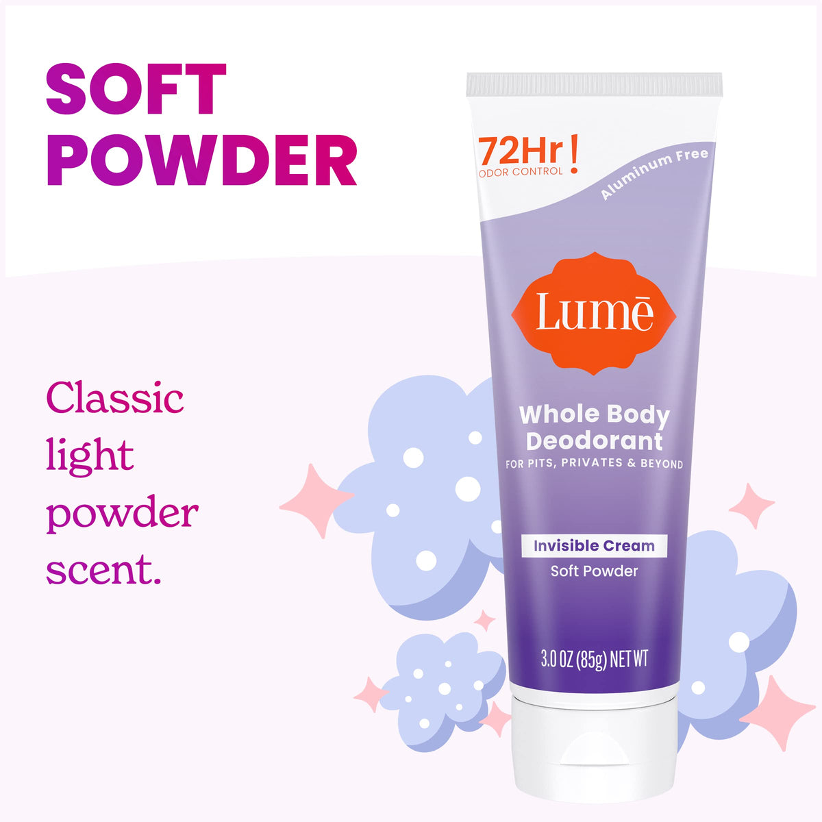 Lume deodorant cream texture on hand