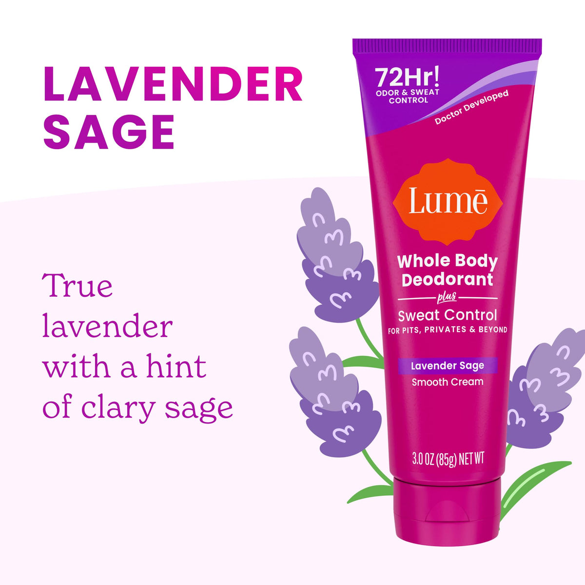 Lume deodorant cream tube on bathroom counter