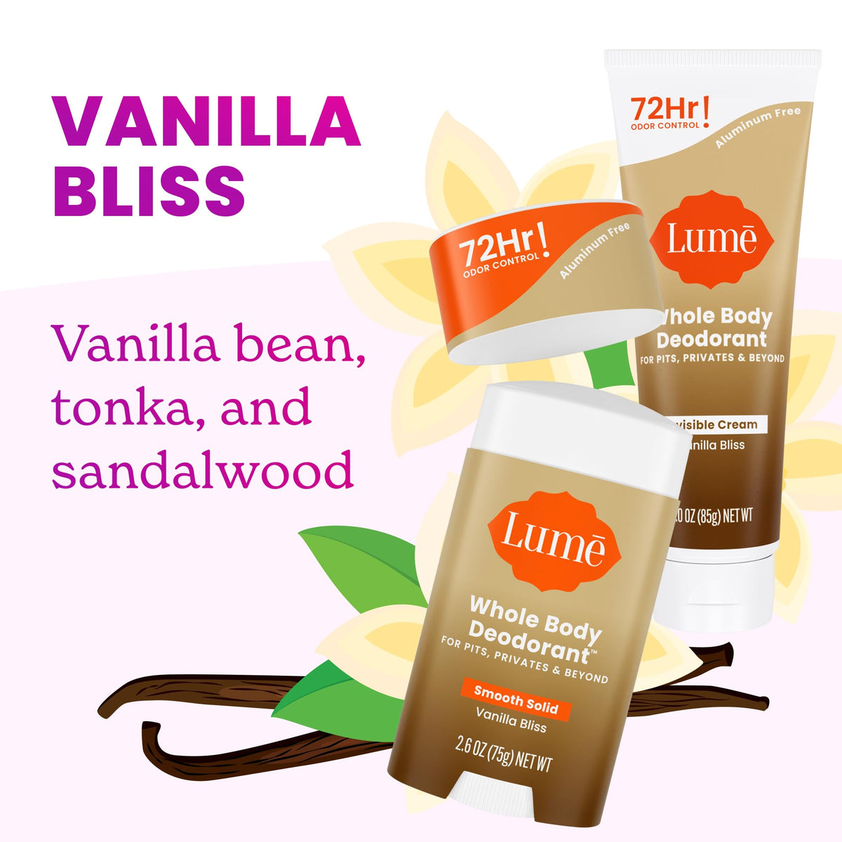 Lume deodorant cream tube with cap off