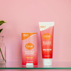 Lume deodorant solid stick application on skin