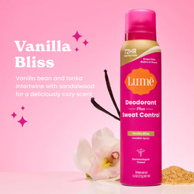 Lume Deodorant Spray Vanilla Bliss showing packaging and label