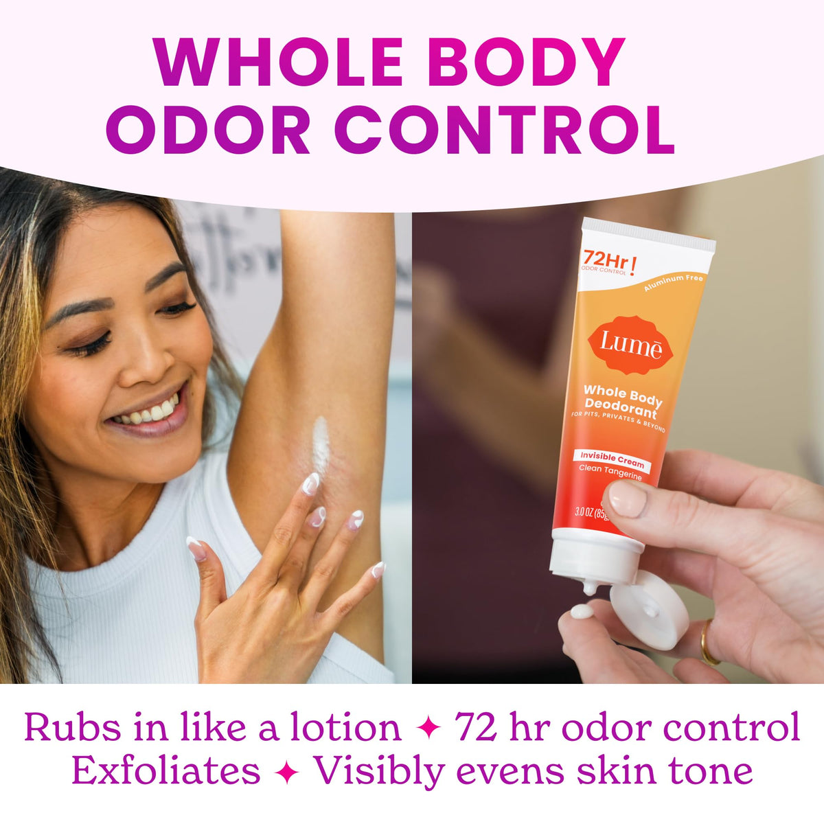 Lume deodorant stick and tube side by side
